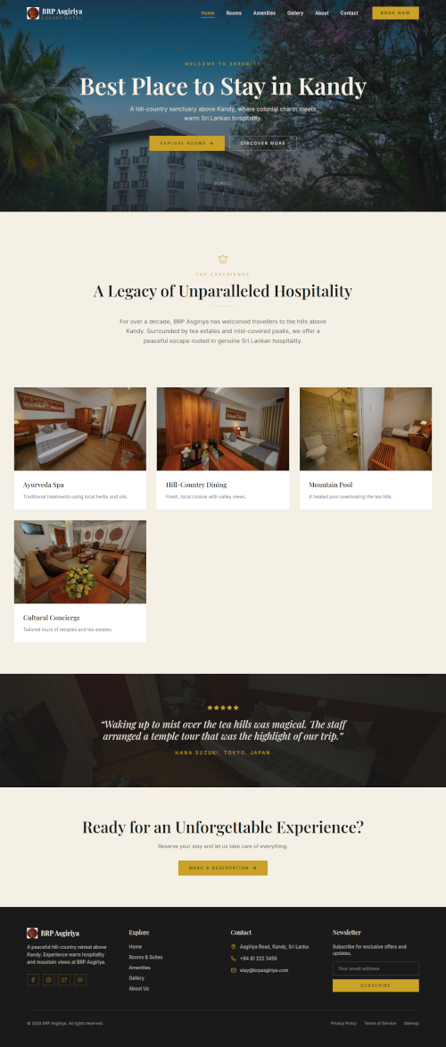 Boutique Hotel website design by PLH Studio