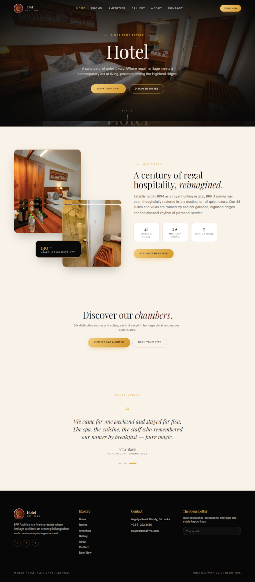 Mountain Villa website design by PLH Studio