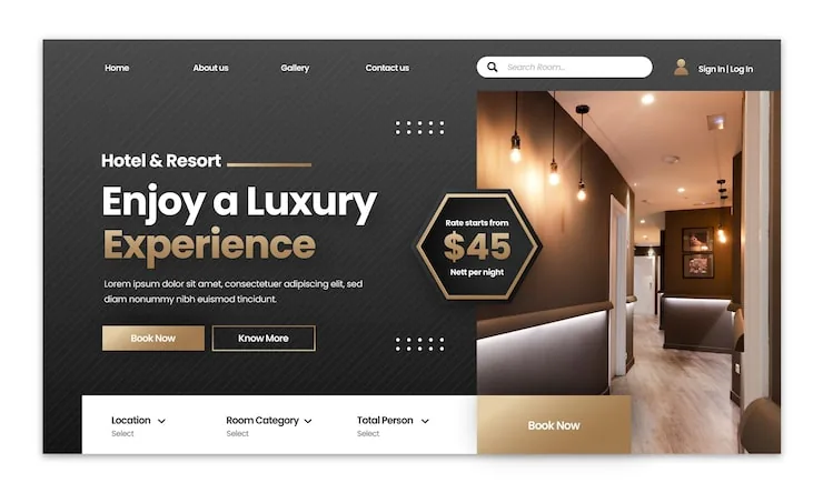Atrium hotel website template preview